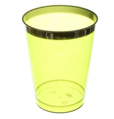 Copo 300 ml Acrlico Verde Olive Borda Prata Luxo 10 Unidades